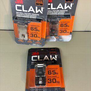 x3 3M CLAW Drywall Picture 5ct (2x2) Hangers, 65 LB (30KG) Hardened Steel